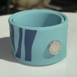 Marc by Marc Jacobs Turquoise Blue and Navy Zebra Silicone Cuff Bracelet